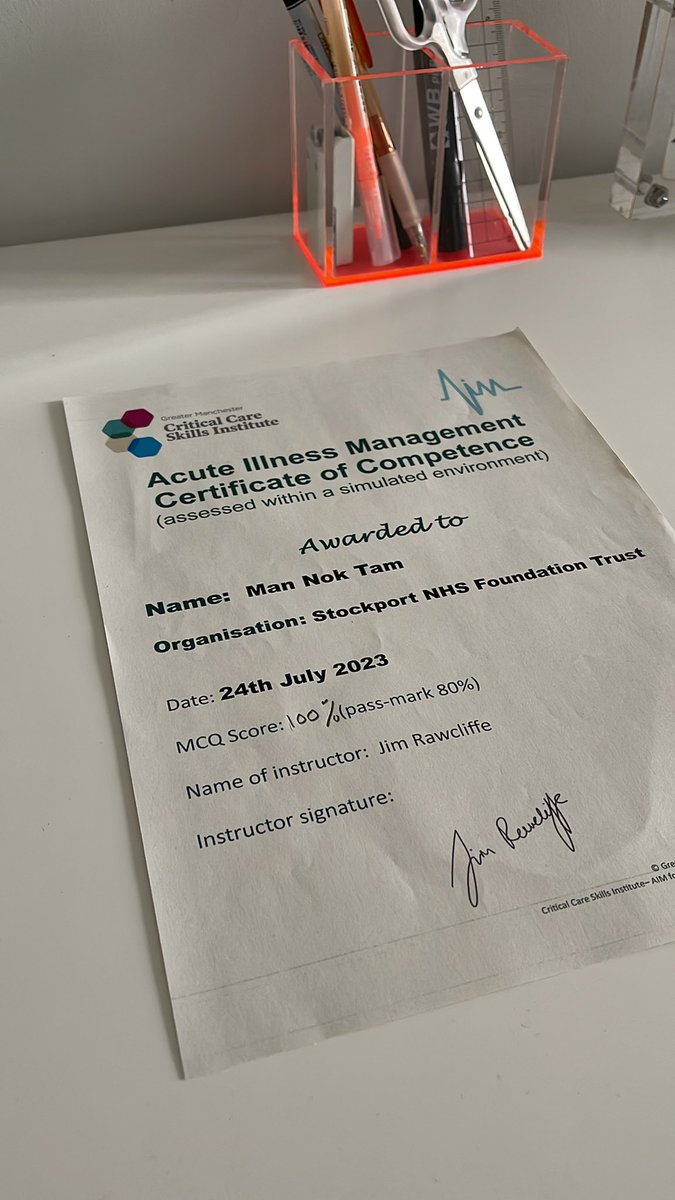 Proud to say I’ve passed the AIM course! Developed lots of awareness on management of acutely unwell patient. Had a simulation on assessing patient with ABCDE approach and using SBAR on handing over patient. Very useful for on call scenario 😊.