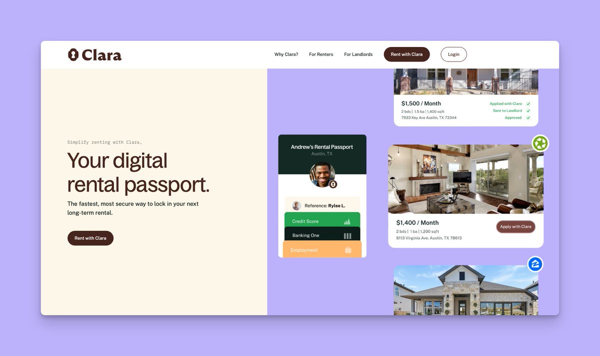 TheJMoore's tweet photo. Our brand team at @innovatemap knocked it out of the park with Clara.

Renters, try Clara now!

https://t.co/5vMSduOjiB

👀 cc @ramit https://t.co/AO6jMzxLGf