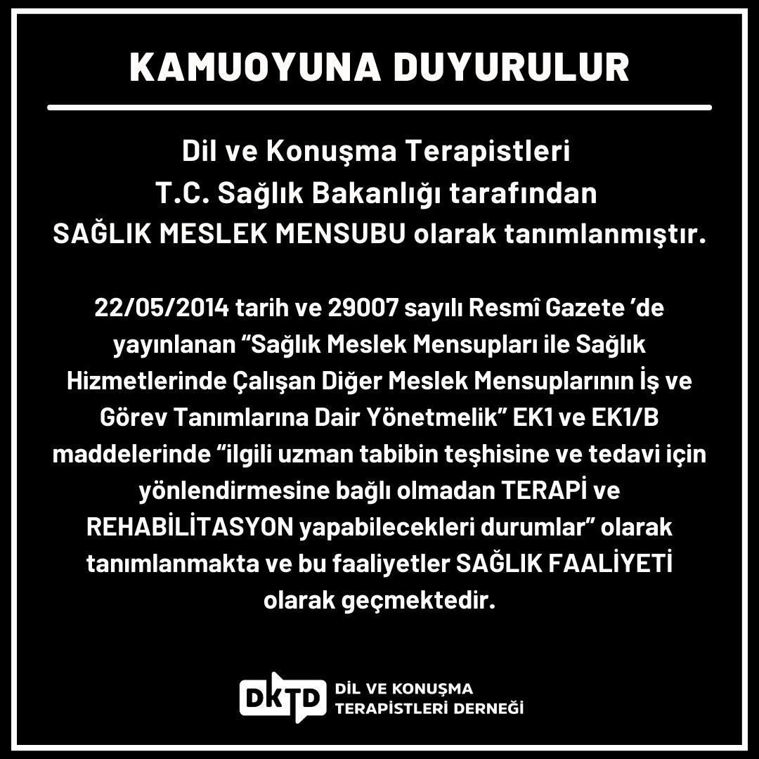 <a href="/drfahrettinkoca/">Dr. Fahrettin Koca</a> Dil ve Konuşma Terapistleri Haklı Ama Mağdur

#dktlerhaklıamamagdur
#terapistimögretmendegil
<a href="/tcmeb/">Millî Eğitim Bakanlığı</a> <a href="/saglikbakanligi/">T.C. Sağlık Bakanlığı</a> <a href="/drfahrettinkoca/">Dr. Fahrettin Koca</a> @saglikhizmetgm <a href="/Yusuf__Tekin/">Yusuf Tekin</a>
<a href="/tcbestepe/">T.C. Cumhurbaşkanlığı</a> <a href="/iletisim/">T.C. İletişim Başkanlığı</a> <a href="/DernekDkt/">Dil ve Konuşma Terapistleri Derneği</a>