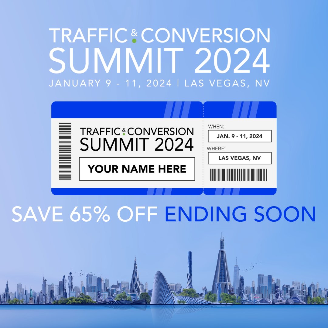 Join Ryan Deiss… PLUS 1000s of founders, entrepreneurs, &amp; agencies to learn what's new, what's hot, and what's actually working RIGHT NOW in marketing. Grab Your T&amp;C Ticket At 65% Off TODAY 👉 bit.ly/3NAy03X #TCS24 #TrafficConversionSummit #Marketing #FunnelHacking