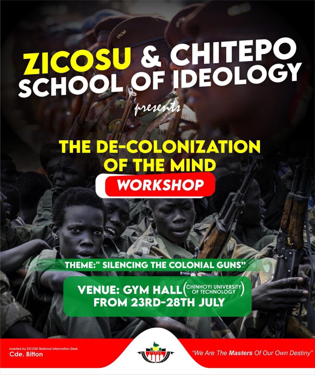 Sankara one of the revolutionaries from BF has this to say, “a soldier without a patriotic ideological orientation is a potential criminal.” The Biggest Union in Zimbabwe ZICOSU is conducting @ChitepoSchool of Ideology Seminar lasting for 7 days at Chinhoyi University. https://t.co/Fq0hOONnIK