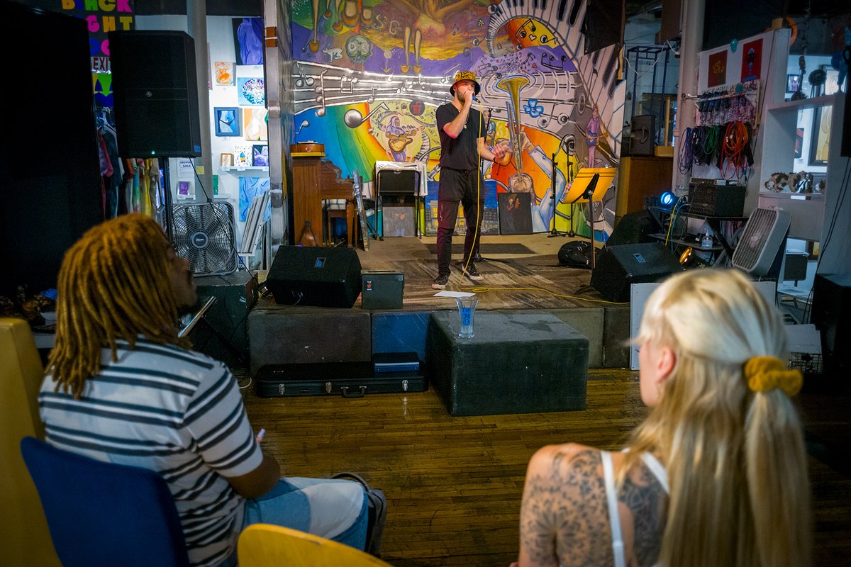 denverart's tweet photo. Third Friday captures by Andy Piper! 🐶😃🎶

#denvermusic #denverdog #thirdfriday https://t.co/oTjnhG8m6z