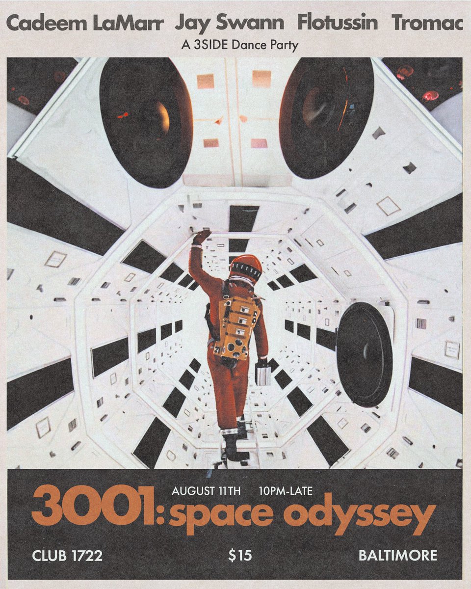 3SIDE PRESENTS-

🪩3001: space odyssey🪩

A night of all four fantastic 3SIDE DJs, just for you. 

Tickets: ra.co/events/1745748

<a href="/flotussin/">✩ xandra ✩</a> 
<a href="/cadeemlamarr/">Biscotti Papi</a> 
<a href="/JaySwann_/">himi antonelli</a> 
<a href="/Tromac_wav/">Tromac 🫶🏾</a>