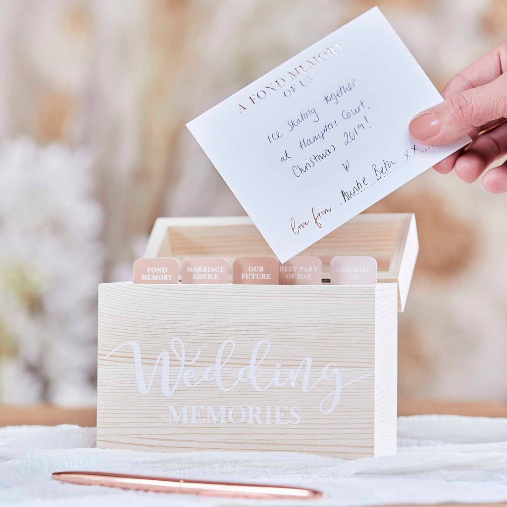 Cherish all your memories in this alternative Wooden Wedding Memory Box. Fun and inspirational questions to be filled out by your guests.

l8r.it/sNyR

#weddingguestbook #alternativewedding #weddingmemories #weddingguests #bohowedding #joliefeteuk #weddingsupplies