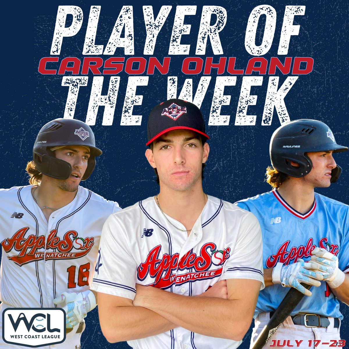 Wenatchee AppleSox (@applesox) on Twitter photo Congratulations to incoming <a href="/UW_Baseball/">Washington Baseball</a> freshman Carson Ohland on earning <a href="/WCLBaseball/">West Coast League</a> Player Of The Week! #SoxAreHot
Read more: applesox.com/news/2023/7/24… Congratulations to incoming <a href="/UW_Baseball/">Washington Baseball</a> freshman Carson Ohland on earning <a href="/WCLBaseball/">West Coast League</a> Player Of The Week! #SoxAreHot
Read more: applesox.com/news/2023/7/24…