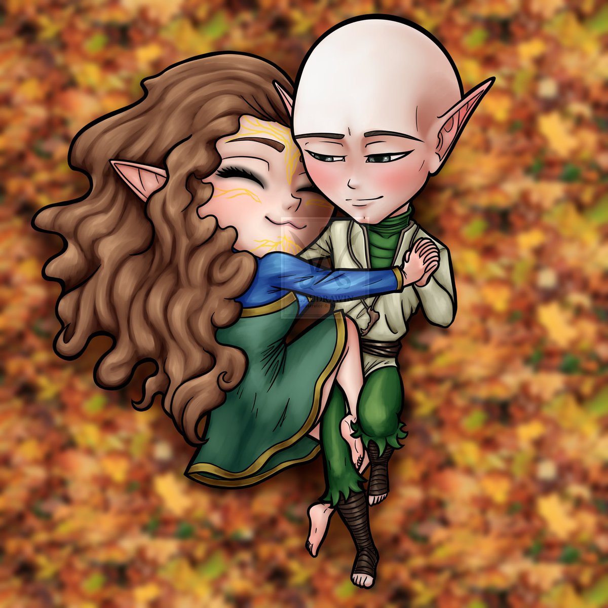 laudrawin's tweet image. Ella &amp;amp; Solas from Dragon Age

For my lovely @spaceybombshell 🥰
