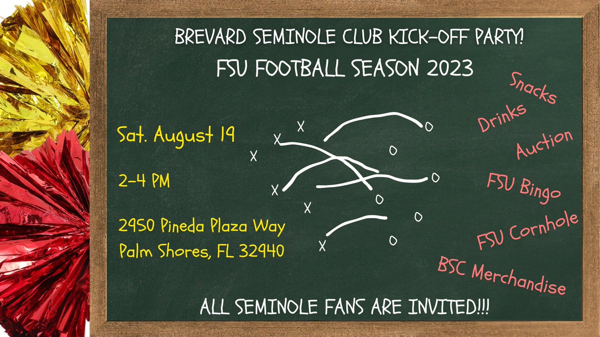 brevardnoles1's tweet photo. Calling all Seminoles: FSU Alumni, parents, students, friends, family and fans!
Join us on Saturday, August 19th to kick off the upcoming FSU Football season with games, food &amp; drinks, get-to-know-you mixers, auction and scholarship fundraising! https://t.co/qIiJYhavMP