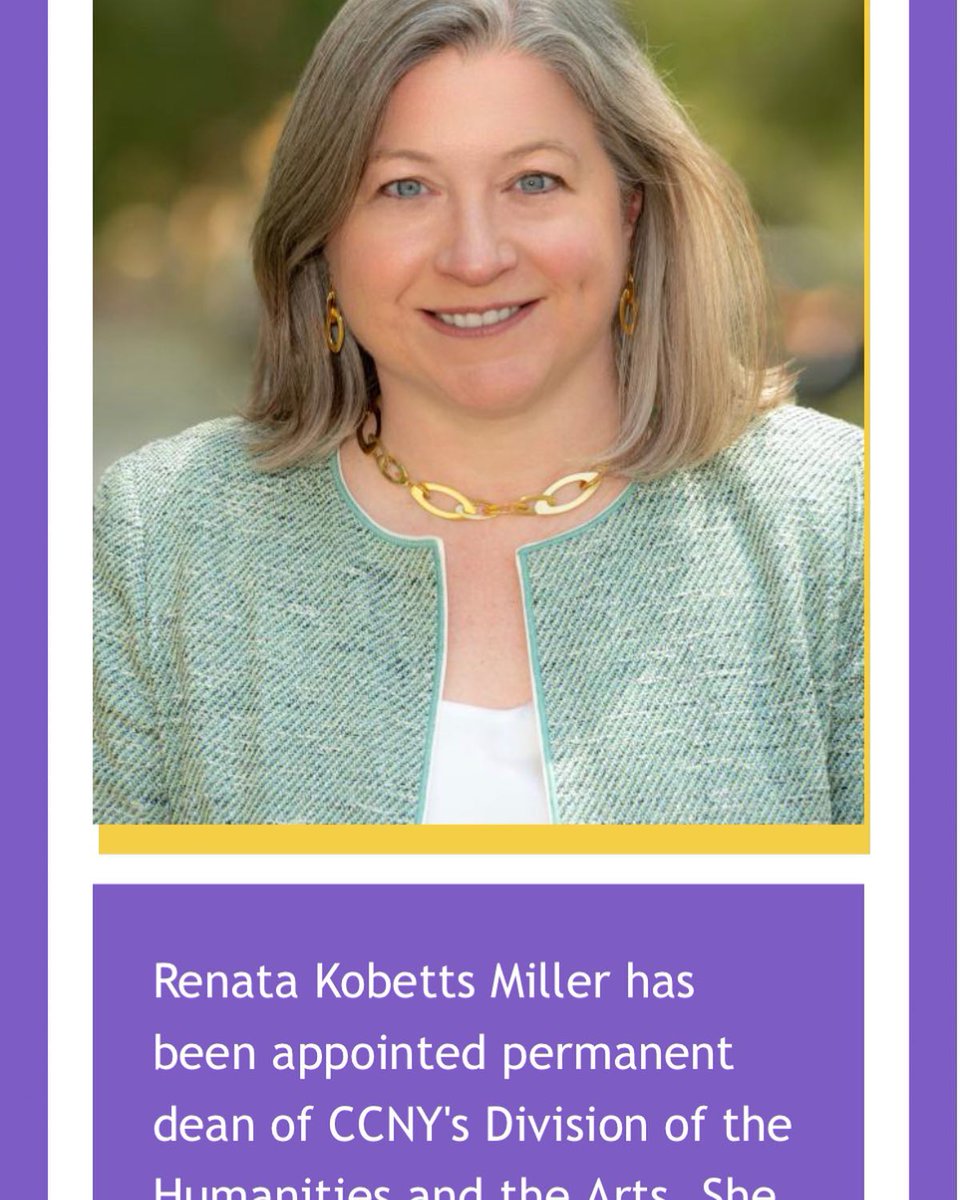 CCNYHumArts's tweet image. Author and Professor Renata Kobetts Miller has been appointed Dean of the Division of Humanities and the Arts at The City College of New York. 

ccny.cuny.edu/news/ccny-appo…