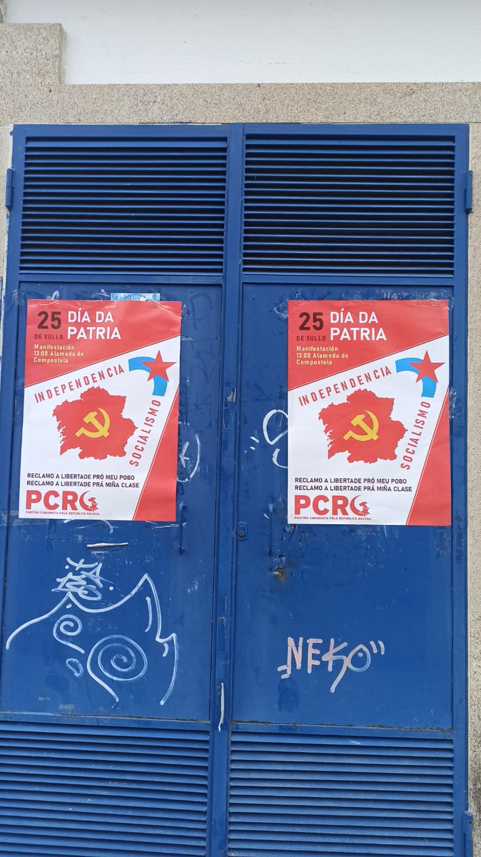 PCRG_gal's tweet photo. 📢 Máis imaxes da campaña de axitación que o #PCRG está a desenvolver ao longo de todo o País convocando á manifestación do Día da Patria do comunismo galego de praxe independentista.
#IndependenciaeSocialismo. https://t.co/VD3kEMGkwk