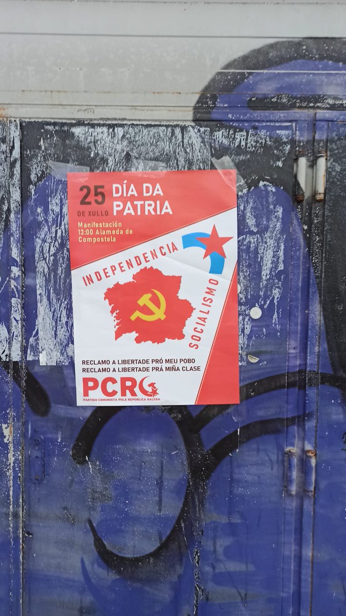 PCRG_gal's tweet photo. 📢 Máis imaxes da campaña de axitación que o #PCRG está a desenvolver ao longo de todo o País convocando á manifestación do Día da Patria do comunismo galego de praxe independentista.
#IndependenciaeSocialismo. https://t.co/VD3kEMGkwk