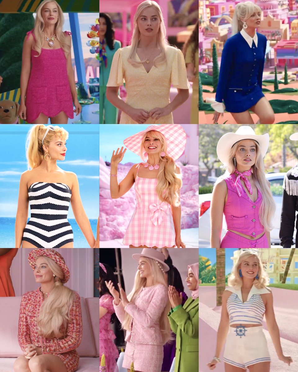 saintdoII's tweet photo. margot robbie’s outfits in greta gerwig’s barbie༺☆༻
her closet consists of either 80s/90s pieces directly from the chanel archives, or custom looks made by costume designer jacqueline durran. https://t.co/ycbP9b1EYi