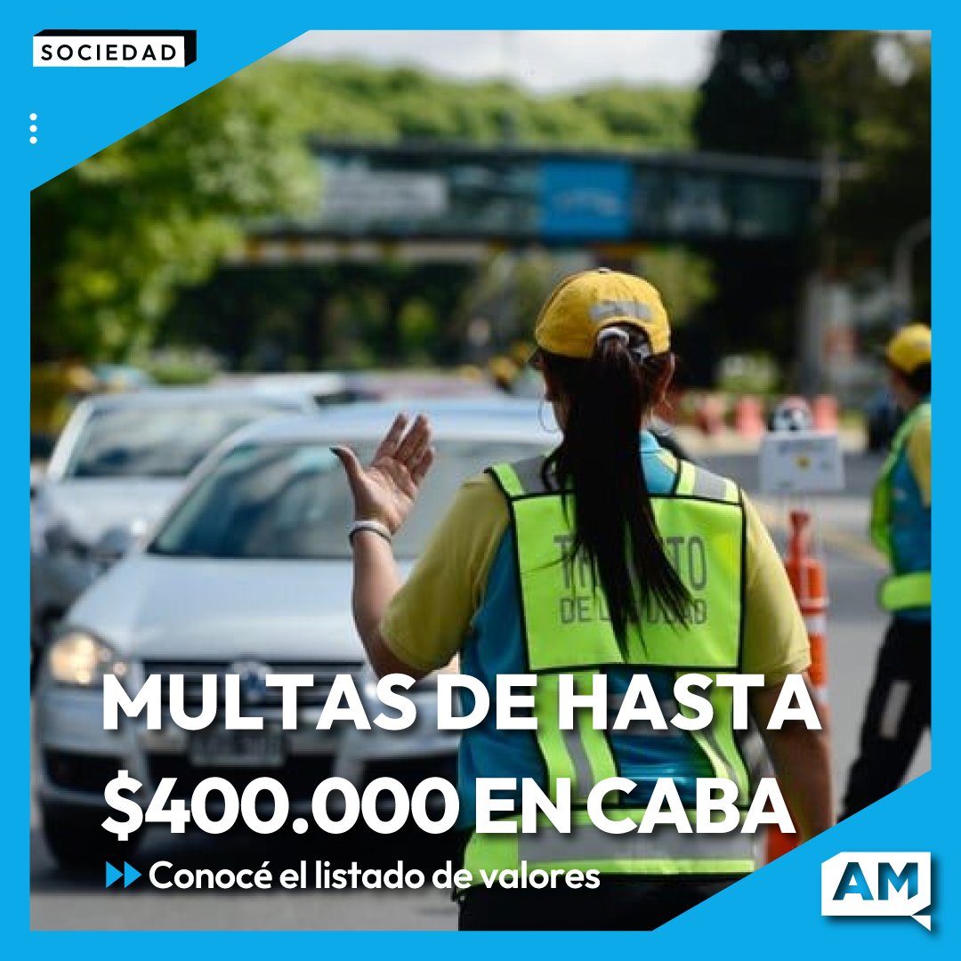 ⚠ Infracciones de tránsito: Qué multa en #CABA supera los $400.000

Conocé los montos actualizados de las infracciones más comunes en la Ciudad, que van desde el exceso de velocidad, a cruzar un semáforo en rojo o usar el celular.

📷 Leé la nota: noticiasam.com.ar/.../infraccion…