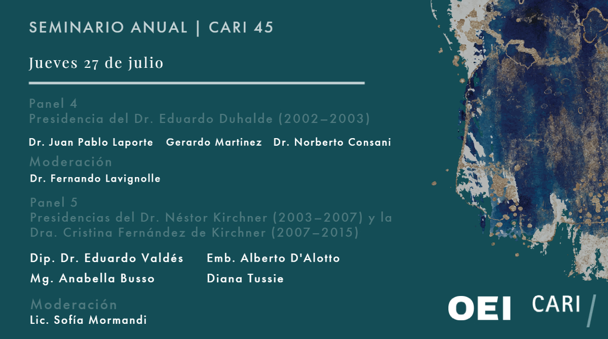 #CARI45

El CARI celebra su 45° Aniversario con el Seminario Anual:

📢 Cuatro décadas de política exterior en democracia: Trayectoria, logros y desafíos.

📅 26 y 27 de julio
📍 Actividad Presencial (Uruguay 1037, 1° piso, CABA)

🔗 Inscripción: bit.ly/43yS24E