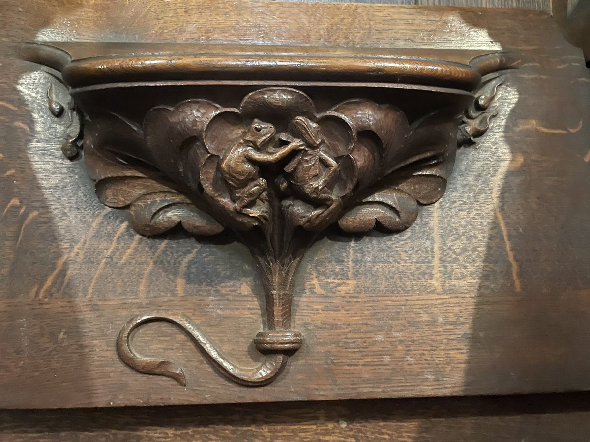 Whilst on animals in Cork, here is a frog shaving another frog on a misericord in Burges’ St Fin Barre’s