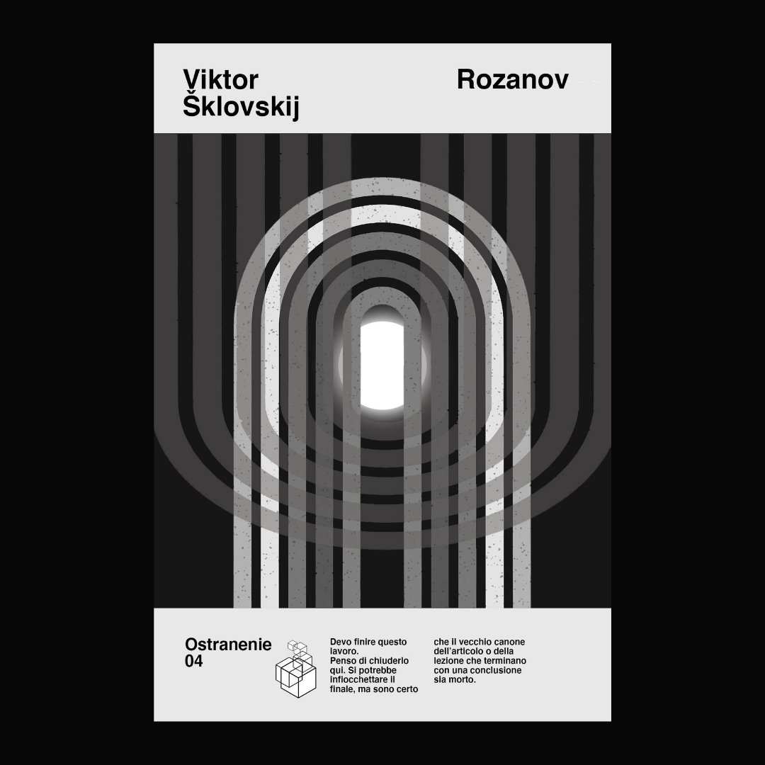 A settembre si chiude il primo ciclo di Ostranenie; e non c’era altro titolo possibile per farlo.

𝙍𝙤𝙯𝙖𝙣𝙤𝙫 di Viktor Šklovskij.

Traduzione dal russo di Maria Zalambani. A cura di Federica Arnoldi, Luca Mignola e Alfredo Zucchi.

In libreria dal 𝟲 𝘀𝗲𝘁𝘁𝗲𝗺𝗯𝗿𝗲.