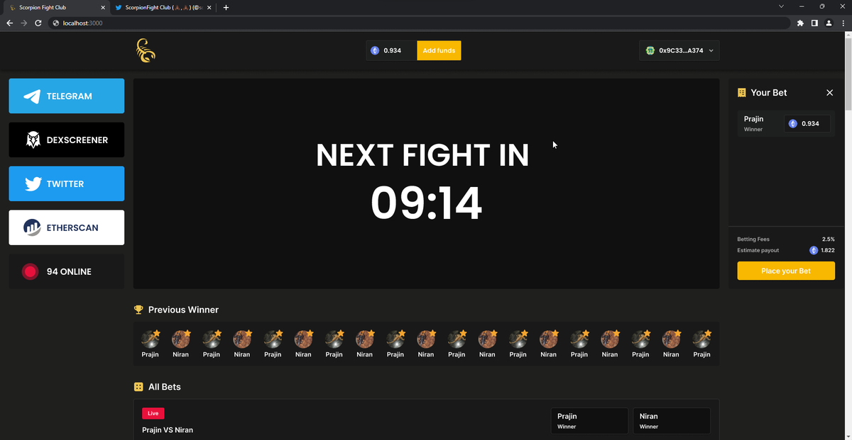 scorpionfight_'s tweet photo. Today's schedule:

- Dapp Teasing: Now 

- Telegram opening: Next tweet

- Token will be live within a few hours

- Live betting starting tomorrow https://t.co/gs3siJ3qiw
