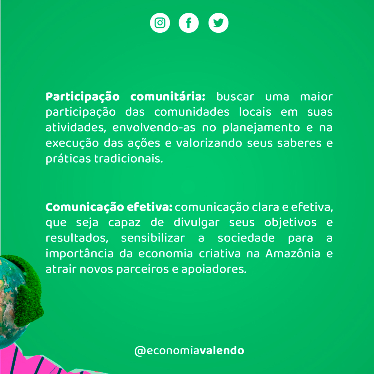 economiavalendo's tweet image. Vamos conhecer as intenções estratégicas da OSC Valendo Economia Criativa da Amazônia para seus projetos, atividades e ações na Amazônia Legal.
1.2..3... VALENDO!
#3setor #terceirosetor #economia #economiacriativa #economiacircular #economiasolidaria #inovacao #empreendedorismo