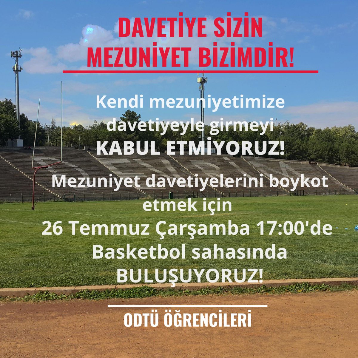 solgencodtu1's tweet photo. Mezuniyeti Devrim'de yapmayı kabul eden atanmış, hemen ardından mezuniyet ruhuna aykırı kısıtlamalarda bulundu. 

Mezuniyete katılmamız için davetiyeye ihtiyacımız yok. Yandaş rektörün hoşuna gitmeyen bayraklar ve pankartlardan da vazgeçmeyeceğiz!
#DavetiyeSizinMezuniyetBizimdir https://t.co/DkNq6RrEUP