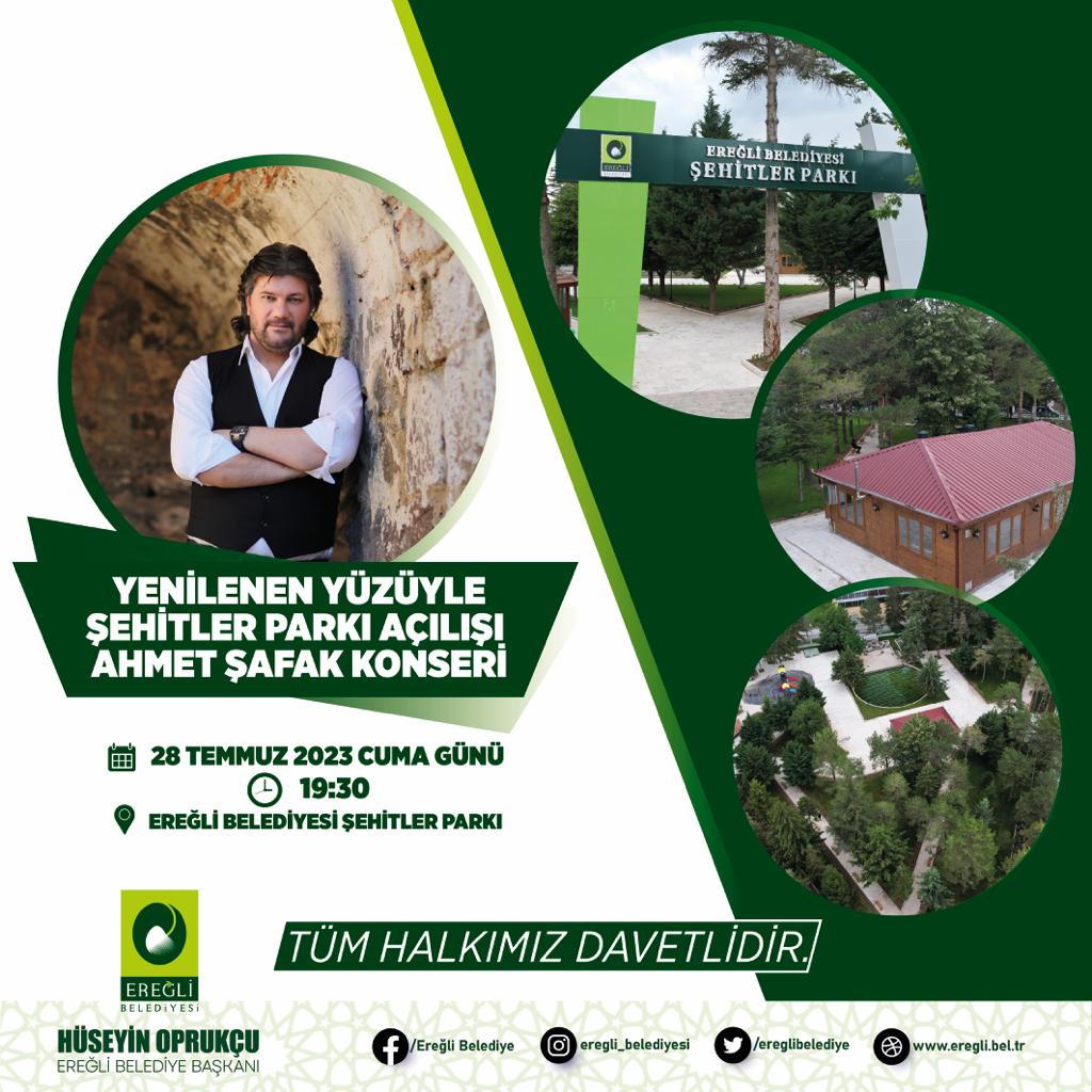 28 Temmuz #Ereğli 
<a href="/ahmetsafak_tc/">Ahmet Şafak</a> #konserleri.

<a href="/ereglibelediye/">Ereğli Belediyesi</a>
