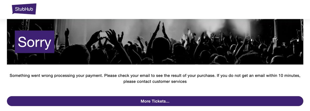 TheSchwal's tweet photo. @TeamStubHub I am trying to buy tickets using a gift card + active credit card and keep getting this message. Never got an email. Called customer service and they recommended restarting my browser. Got anyone who can be of more help than that? https://t.co/yYg2eZgcAY