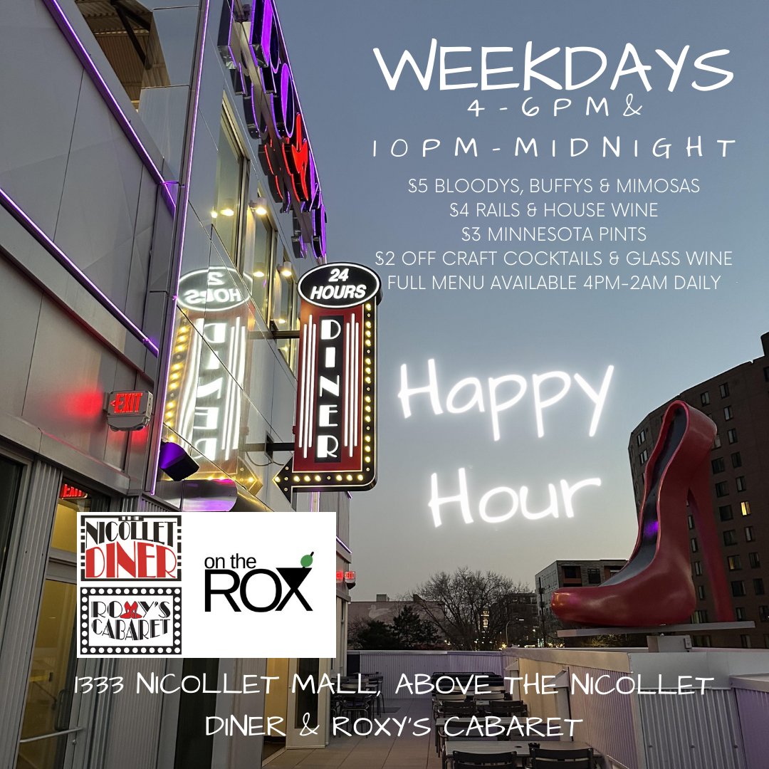 Join us every Thursday for Happy Hour Karaoke with Mia Dorr's Premier Entertainment from 5-8PM. Stick around after for All That Drag at Roxy's  Cabaret at 8PM. #karaoke #Minneapolis #happyhour #patiotime #PatioDining