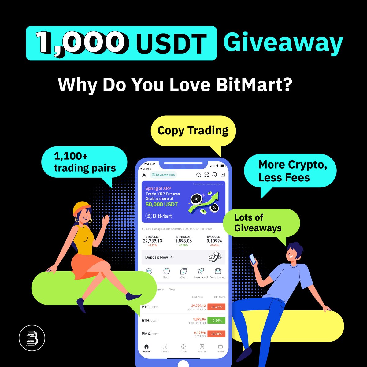 BitMartExchange's tweet photo. 🔔 24 Hours left to join the #WhyIBitMart #Giveaway!
Don't miss out on the chance to share why you love #BitMart & get the chance to win 20 USDT 🤩
👉 https://t.co/B1kVr0fsWK https://t.co/XigasSDomD