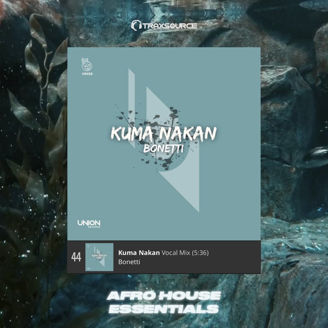 __Bonetti's tweet photo. 🪘’Kuma Nakan’ released on #unionrecords (@PeppeCitarella’s record label) has been supported from @traxsource and the Vocal Mix appears included in the Afro House Essentials chart.

🛒Get it here: https://t.co/YU8oH46NiV https://t.co/KNoAfMML2x