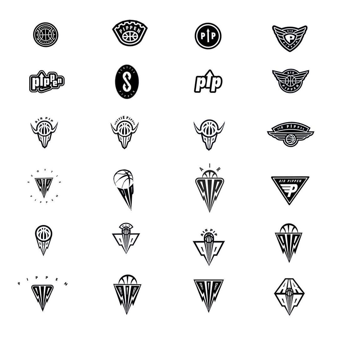 Former Nike designer Aaron Cooper shares a look at @ScottiePippen’s original Signature logo options from the 90s 👀👀