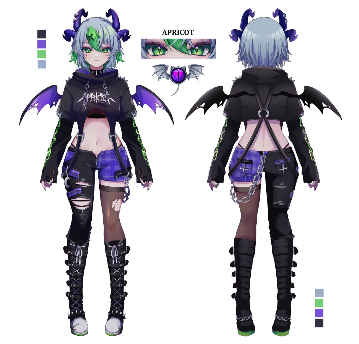 LichVtuber's tweet photo. my design → @Nnnoira's design ref → @jjinomu's model + rigging 🥹🖤💜💚 https://t.co/elL9KibvmH