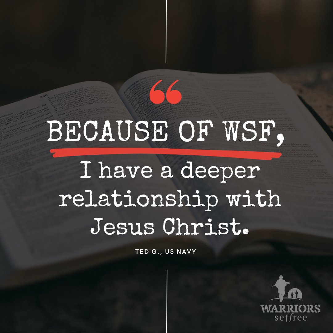 WarriorsSetFree's tweet photo. "Because of WSF, I have a deeper relationship with Jesus Christ, a better understanding of the Gospel and my salvation, and brothers and sisters I can turn to who have had similar experiences to my own." Ted G., US Navy https://t.co/tjuY8EevxS