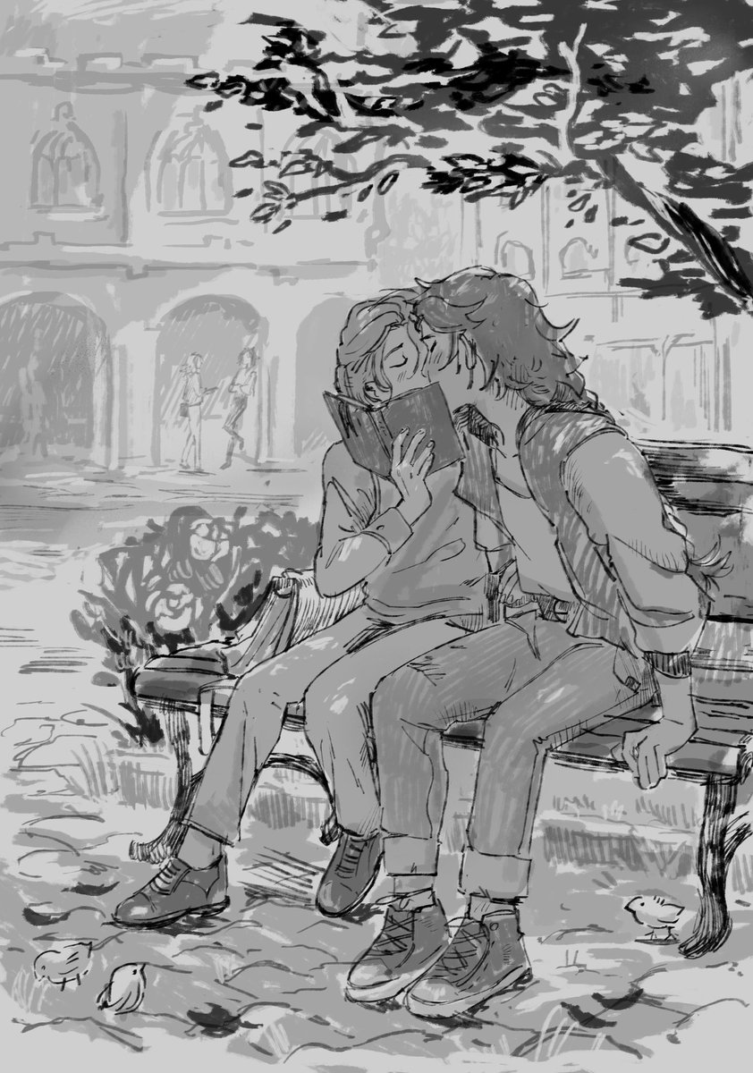 my piece for <a href="/aebetherzine/">The Art of Aebether★ COMPLETE</a> uni au 😜
#aebedo