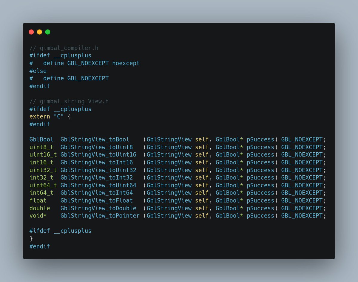 falco_girgis's tweet image. Bro, why are you using &quot;noexcept&quot; in a C codebase? For optimal code generation, because the C++ standard makes no assumption about an extern &quot;C&quot; function not throwing exceptions, since it could be a C++ function with C linkage. #cpp #cppsfact #cpp23