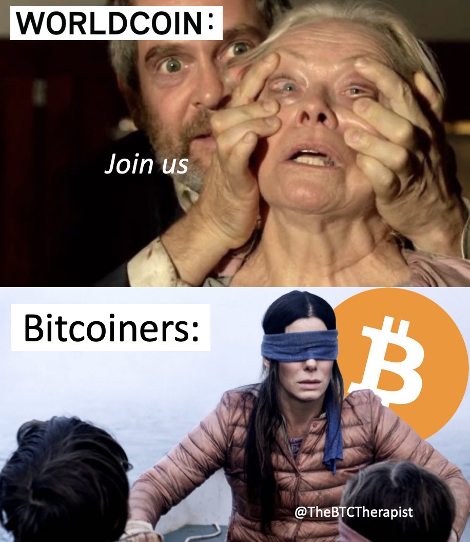 TheBTCTherapist's tweet image. Worldcoin is a sh*tcoin. #Bitcoin only