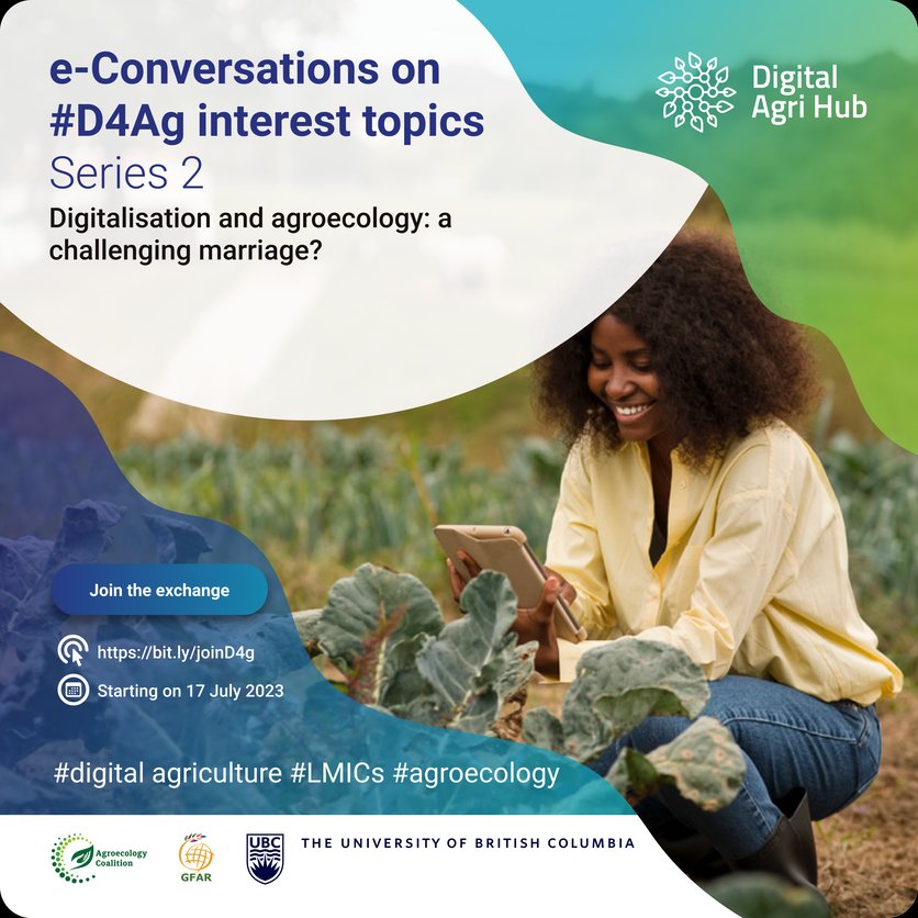 We're addressing question 2: a) How can #digital technologies be more supportive of #agroecology?
B) Do you have experience or knowledge of uses of digital technologies in line with agroecology? Join the discussion: bit.ly/JoinD4Ag
@D4Ag_
@AgroecologyGoal @UBC