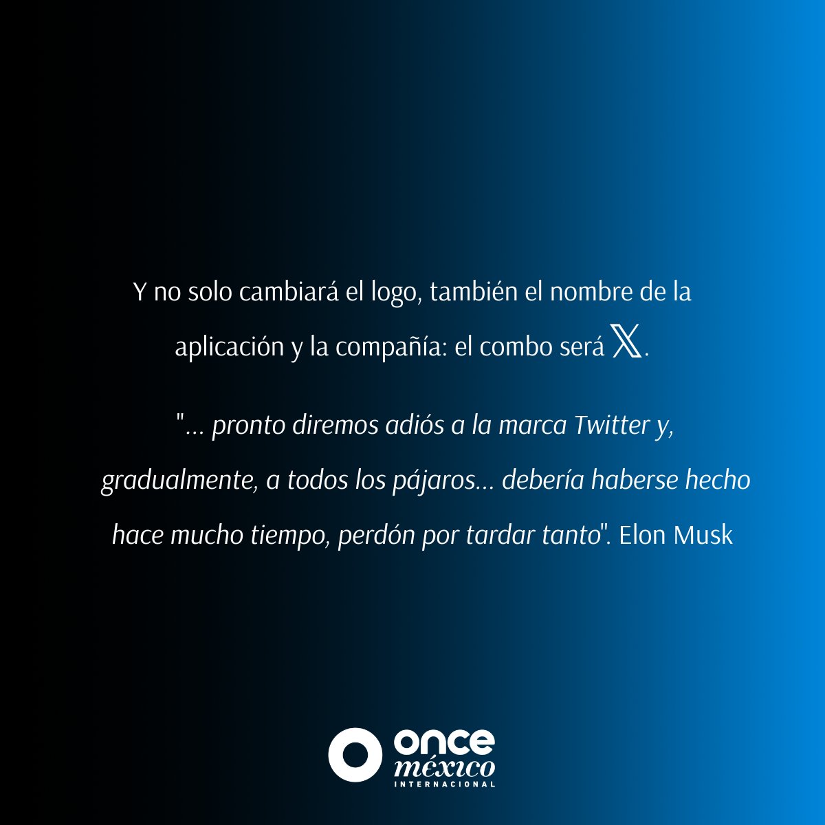 ElOnceMexico's tweet photo. Y “Larry” emprende el vuelo para que llegue una “X” 🤯😳. #ElonMusk decide darle un giro a Twitter para para potenciarla con #IA y convertir la plataforma en 𝕏.
Y ustedes, ¿extrañarán los “pajaritos azules”? 🧐
#OnceMexicoContigo https://t.co/hSMGd0hNG1