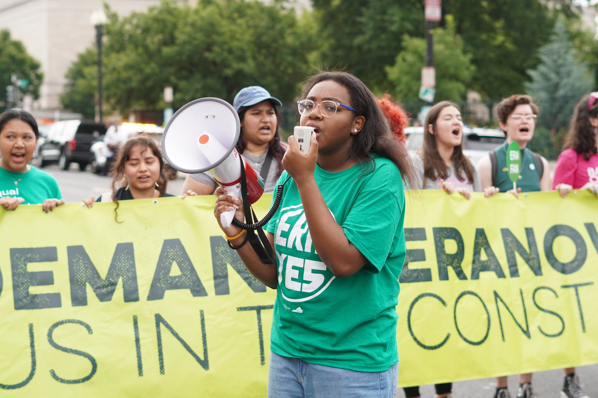 YoungFemParty's tweet photo. Generation Ratify organizers have been occupying Constitution Avenue, directly across the National Archives, since 9 AM this morning. 

We’re demanding the National Archivist certifies and publishes the ERA and Members of Congress support @RepCori &amp; @GillibrandNY’s ERA Now bill. https://t.co/SjDUIAKANO