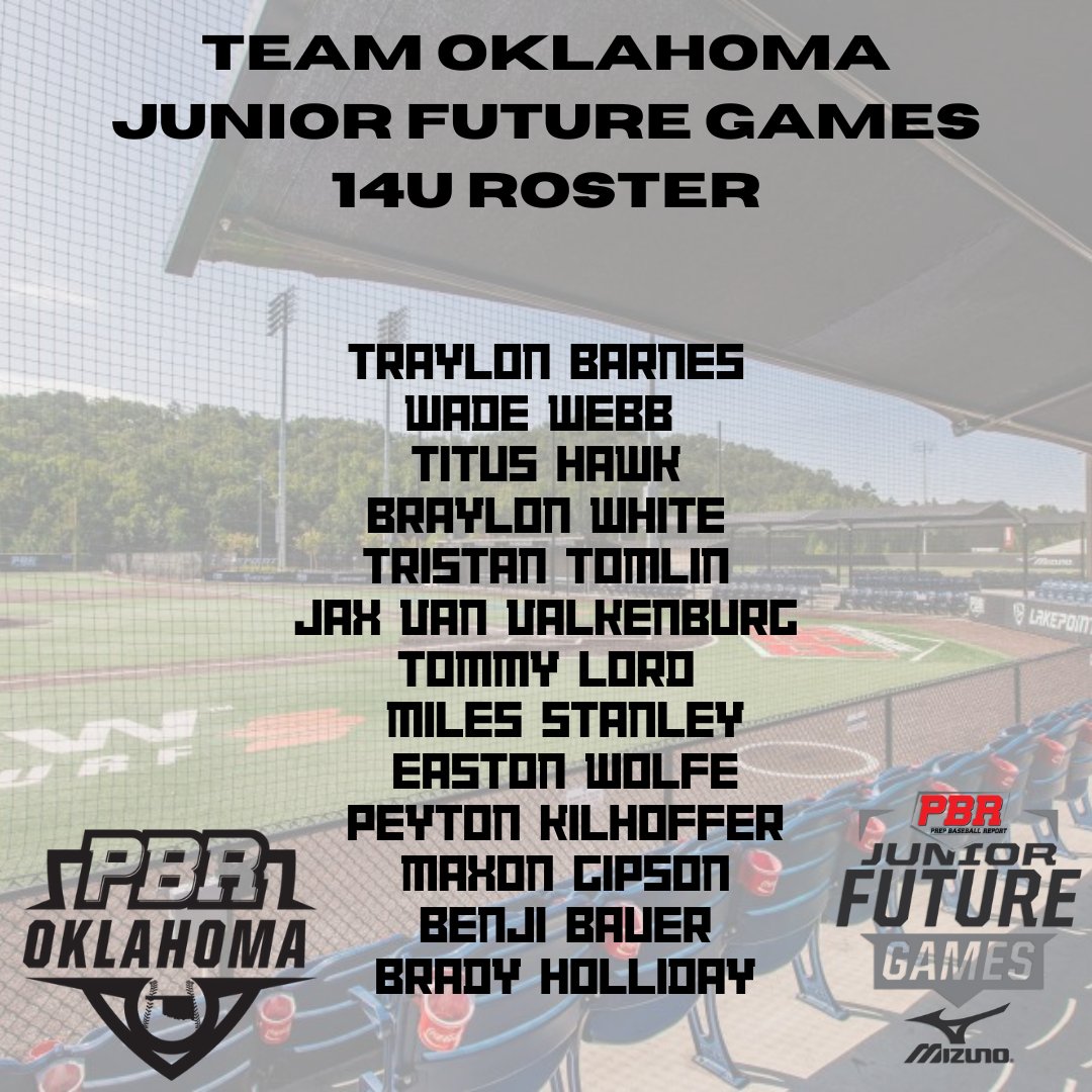 PrepBaseballOK's tweet image. ⭐TEAM OKLAHOMA JUNIOR FUTURE GAMES ROSTERS⭐

Check out this year's 14U squad featuring 1️⃣3️⃣ 2027 grads from all across the state to represent Team Oklahoma in this week's Junior Future Games

🔗 for JFG info and details: loom.ly/uJZxnvI