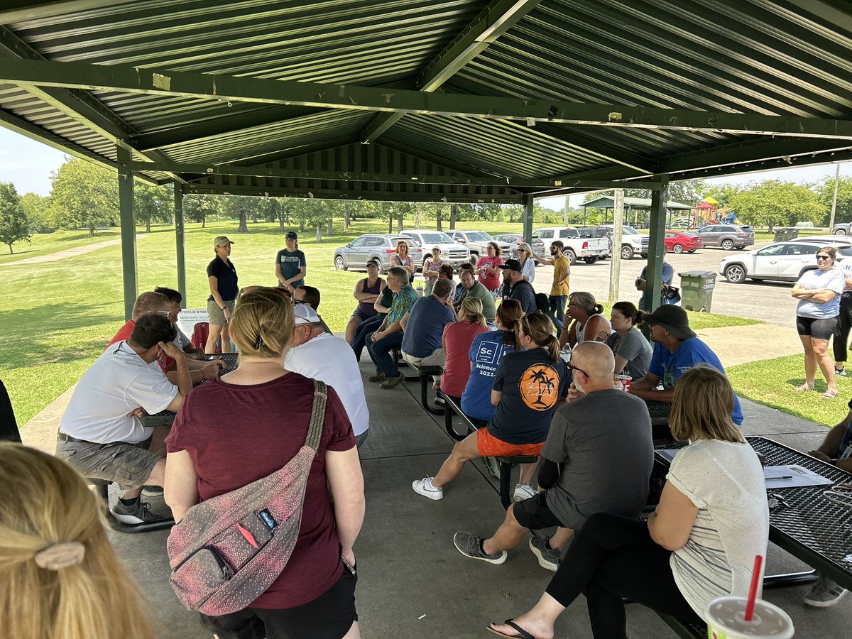 systematicpbl's tweet photo. Sumner County teachers analyzing water at Triple Creek Park with @The_Compact. @theTSIN #SumnerSTEM https://t.co/NVRsWiC4S6
