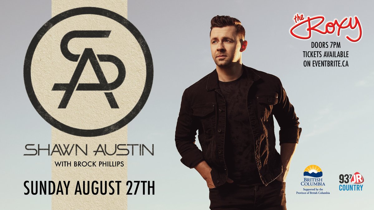 93.7 JR Country (@937jrcountry) on Twitter photo Hey JR Family, we have a concert announcement for you! JR Country Presents <a href="/TheShawnAustin/">Shawn Austin</a> at <a href="/RoxyVancouver/">Roxy Vancouver</a> on August 27th. Tickets on sale this Wednesday but keep an eye on our Instagram for your chance to win a pair! Details at jrcountry.ca/events/384471/ Hey JR Family, we have a concert announcement for you! JR Country Presents <a href="/TheShawnAustin/">Shawn Austin</a> at <a href="/RoxyVancouver/">Roxy Vancouver</a> on August 27th. Tickets on sale this Wednesday but keep an eye on our Instagram for your chance to win a pair! Details at jrcountry.ca/events/384471/