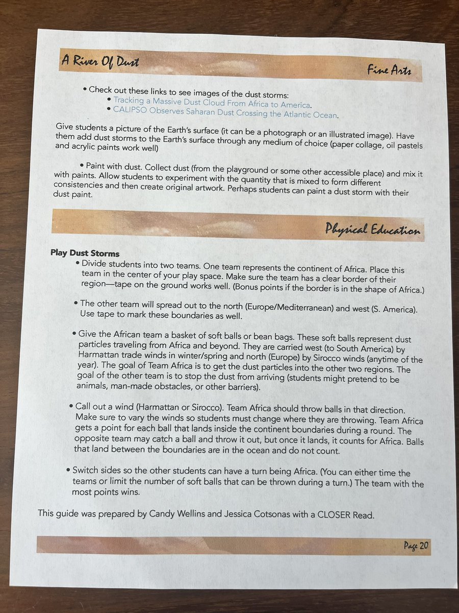 candy_wellins's tweet image. Honored to have helped @Jill_SF craft the #educatorguide for her new #STEM #picturebook A River of Dust. A must for any classroom, it lyrically tells the #migration of African dust to the Amazon. Check out the full guide at jilannehoffmann.com. DM me for own custom guide.