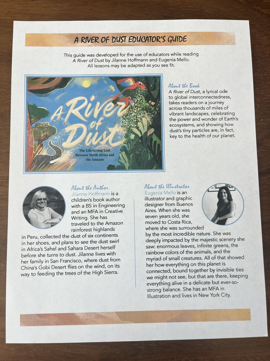 candy_wellins's tweet image. Honored to have helped @Jill_SF craft the #educatorguide for her new #STEM #picturebook A River of Dust. A must for any classroom, it lyrically tells the #migration of African dust to the Amazon. Check out the full guide at jilannehoffmann.com. DM me for own custom guide.