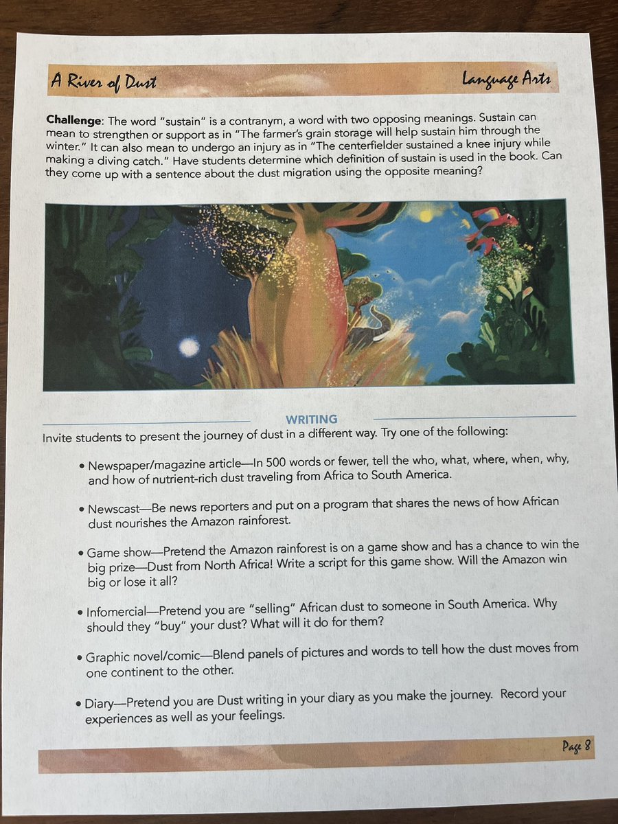 candy_wellins's tweet image. Honored to have helped @Jill_SF craft the #educatorguide for her new #STEM #picturebook A River of Dust. A must for any classroom, it lyrically tells the #migration of African dust to the Amazon. Check out the full guide at jilannehoffmann.com. DM me for own custom guide.