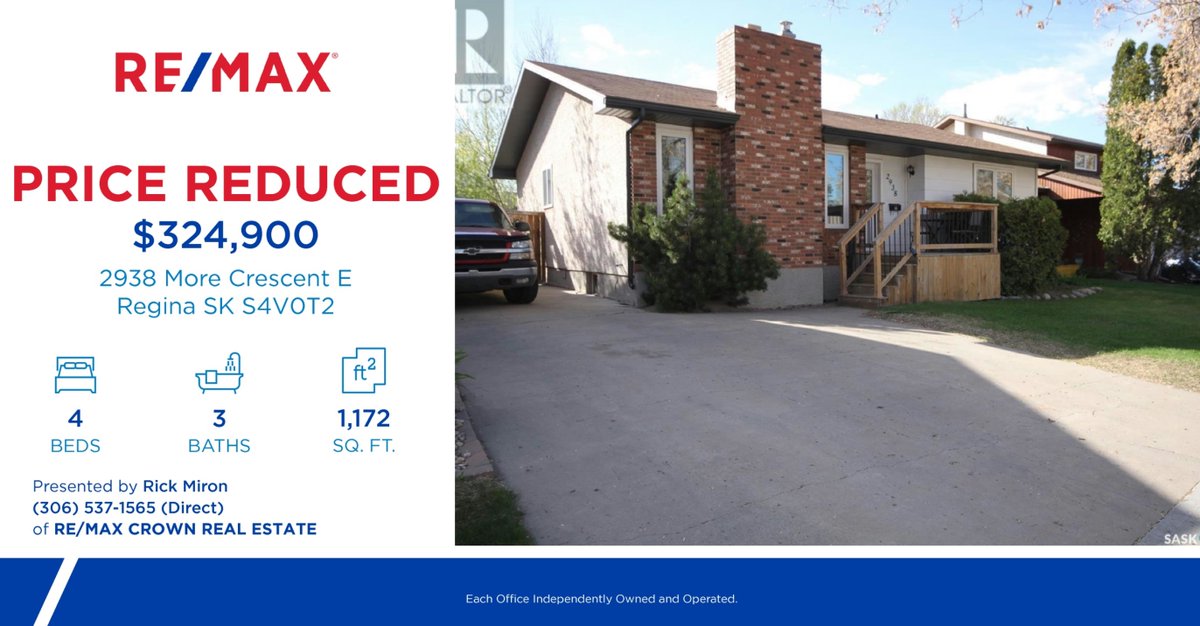 Great value on this bungalow home in Wood Meadows... check out my website at rickmiron.ca for more information... ACT NOW!!!  #woodmeadows #yqr #bungalow #reduced #remax #remaxhustle #rickmiron #remaxcrown #realestate #forsale #buyme