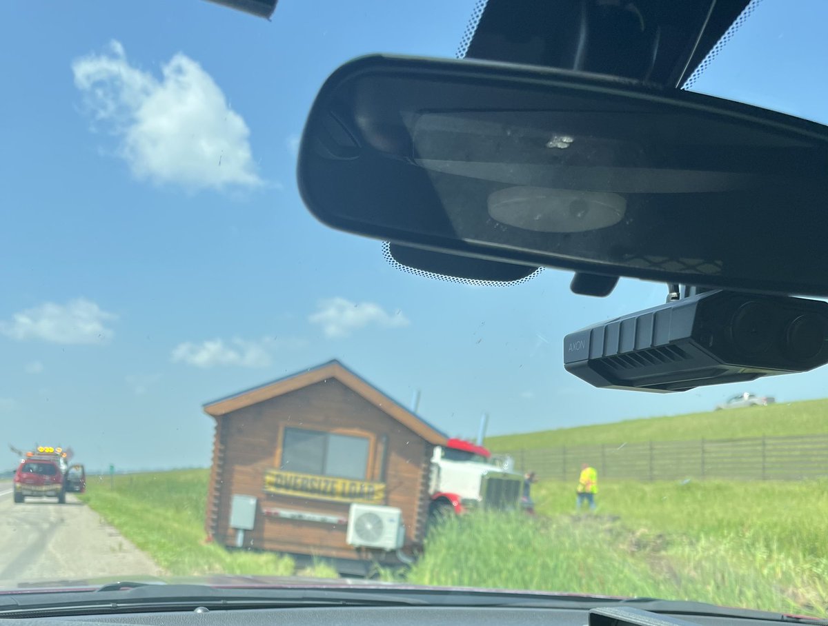 I94 WB near Hwy336 (3 miles east of Moorhead) jackknifed semi in the ditch - may be some traffic congestion in the area. No injuries. Crash occurred around 12:20pm 7/24/23