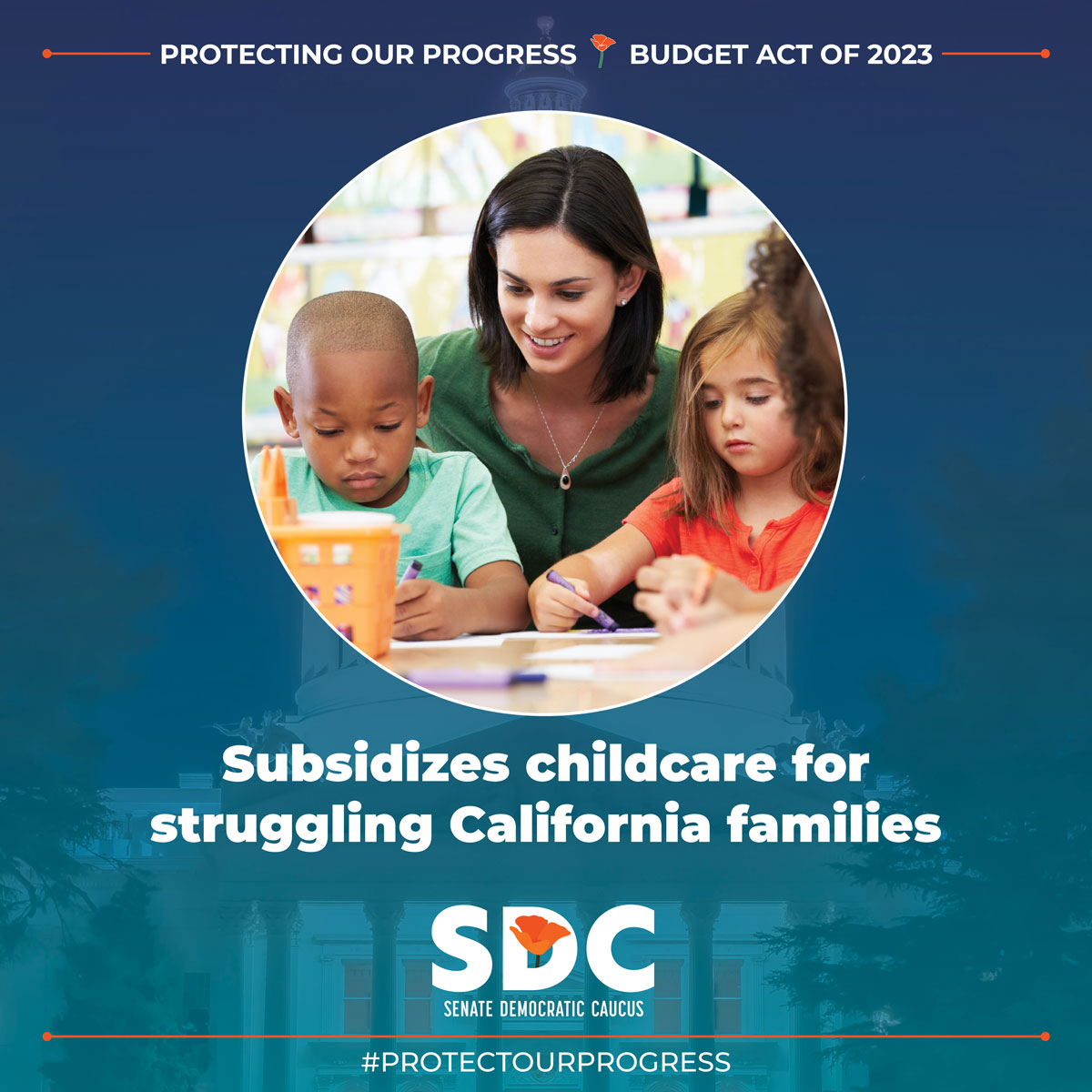 Childcare continues to be one of the highest costs facing California families with children. This year’s #CABudget subsidizes childcare for families struggling to make ends meet, which helps parents get back into the workforce and supports childcare providers. #ProtectOurProgress