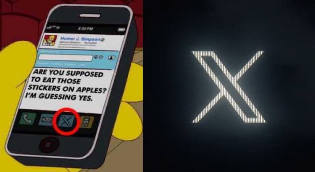 Elrusomalvado's tweet photo. Los Simpsons lo volvieron a hacer, predijeron la X del nuevo logo de Twitter.

#TwitterX https://t.co/giJamTEJds