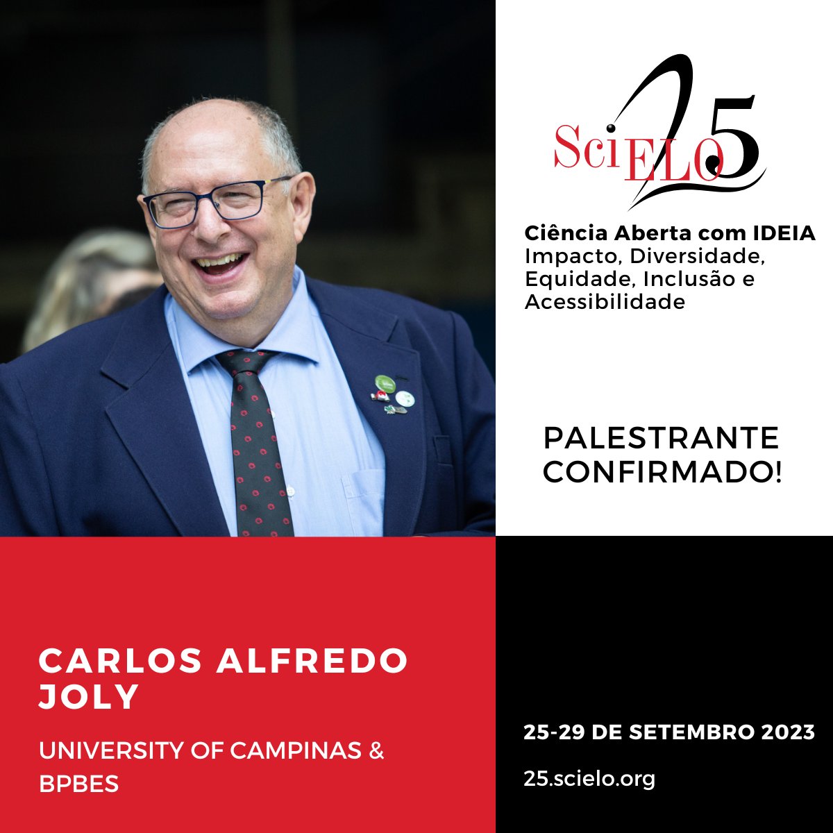SciELO (@redescielo) on Twitter photo Confirmamos <a href="/Chalfred_BES/">Charles Alfred BES</a> da <a href="/unicampoficial/">unicampoficial</a> & <a href="/BPBES_oficial/">BPBES</a> para o #SciELO25! "Participar dos 25 anos do SciELO é um privilégio, pois é umas iniciativas mais bem sucedidas no Brasil, que deu uma gigantesca contribuição à ciência nacional." Estamos felizes por tê-lo conosco! Confirmamos <a href="/Chalfred_BES/">Charles Alfred BES</a> da <a href="/unicampoficial/">unicampoficial</a> & <a href="/BPBES_oficial/">BPBES</a> para o #SciELO25! "Participar dos 25 anos do SciELO é um privilégio, pois é umas iniciativas mais bem sucedidas no Brasil, que deu uma gigantesca contribuição à ciência nacional." Estamos felizes por tê-lo conosco!