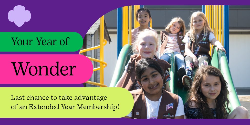 Last chance! Join Girl Scouts by July 31 to participate in summer programs! For $35, your journey starts now, and your Girl Scout membership lasts through September 30, 2024. Become a Girl Scout today! bit.ly/46SqZUQ #GirlScoutsWW #GirlScouts #JoinGirlScouts