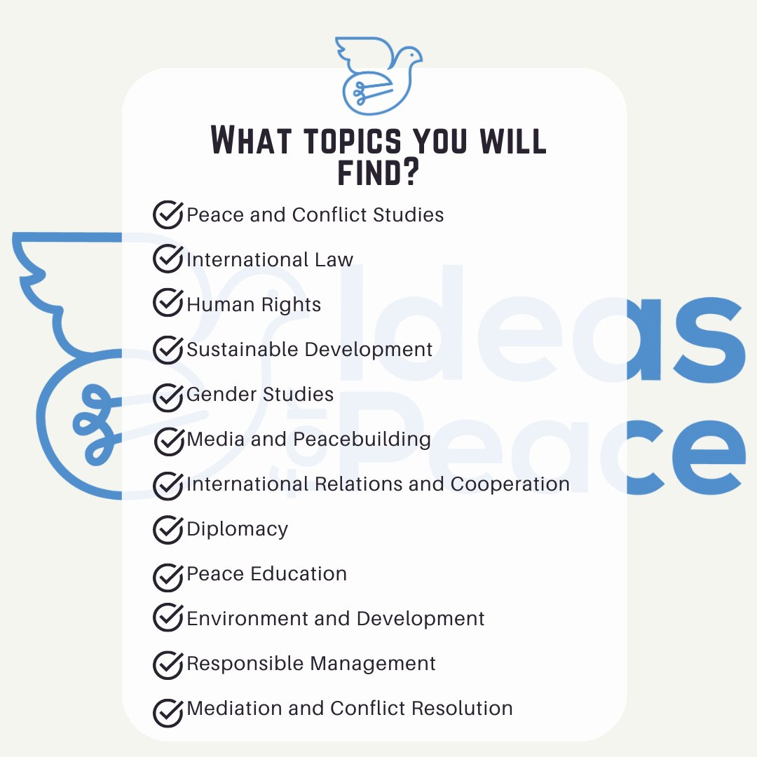 Discover a World of Topics! 🌍💡 At Ideas for Peace, we cover a wide range of subjects related to peace and conflict resolution. From global security to sustainable development, human rights to climate action, our platform offers diverse perspectives.