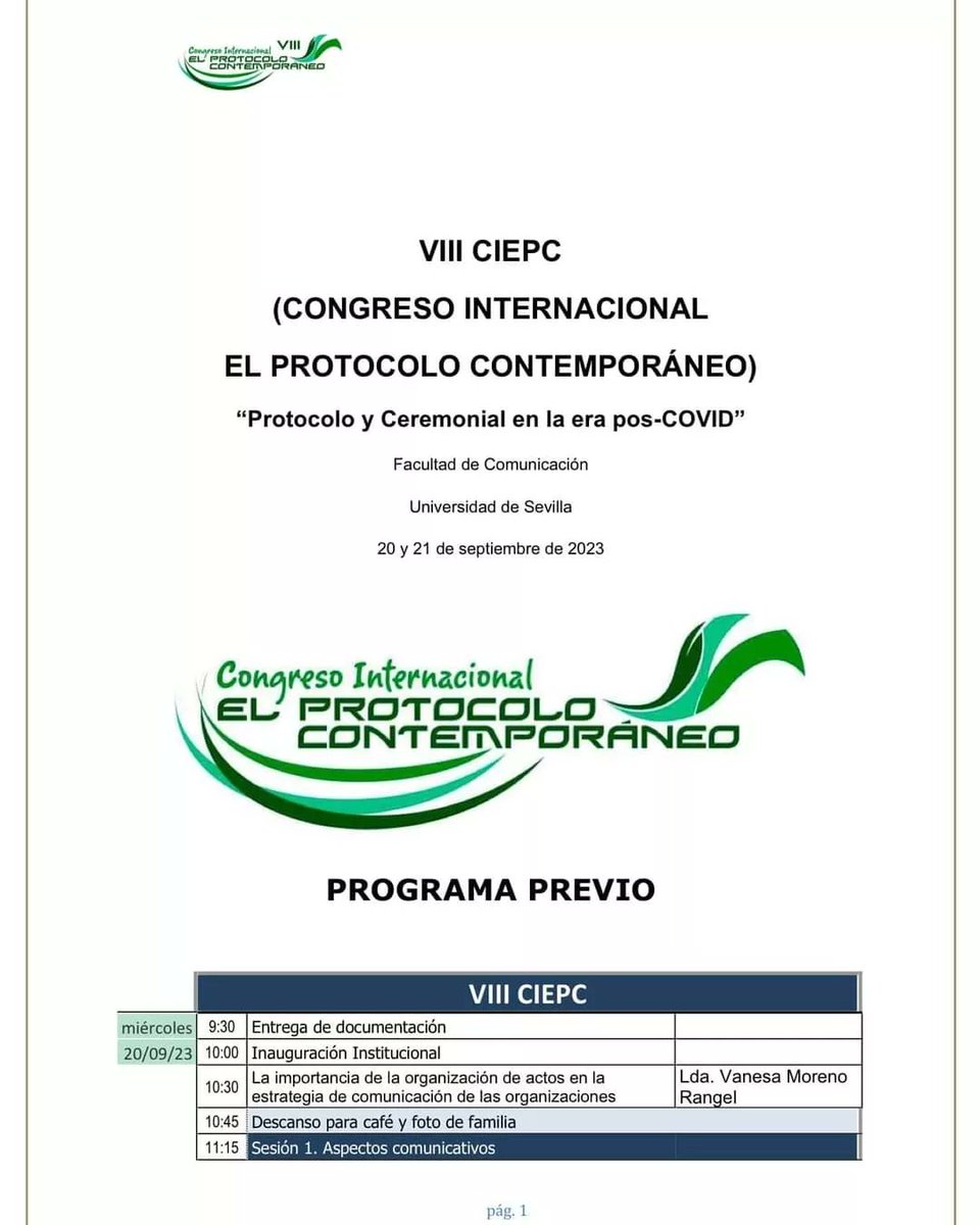 Red_RRPP's tweet photo. 🔵 Avance del Pre-programa del VIII CONGRESO INTERNACIONAL DE PROTOCOLO CONTEMPORÁNEO (VIII CIEPC) 🇪🇸
📅 20 y 21 de septiembre de 2023
🏢 Facultad de Comunicación de la Univ. de Sevilla 
🌐 Formato: Híbrido
💻 https://t.co/HEfp3flvIK
📩 info@congresointernacionalprotocolo.com https://t.co/To53NDx30k
